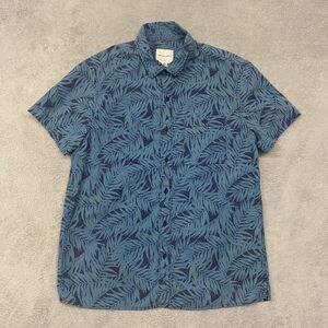 American Eagle Shirt Mens Medium Blue Hawaiian Floral Button Short Sleeve Cotton